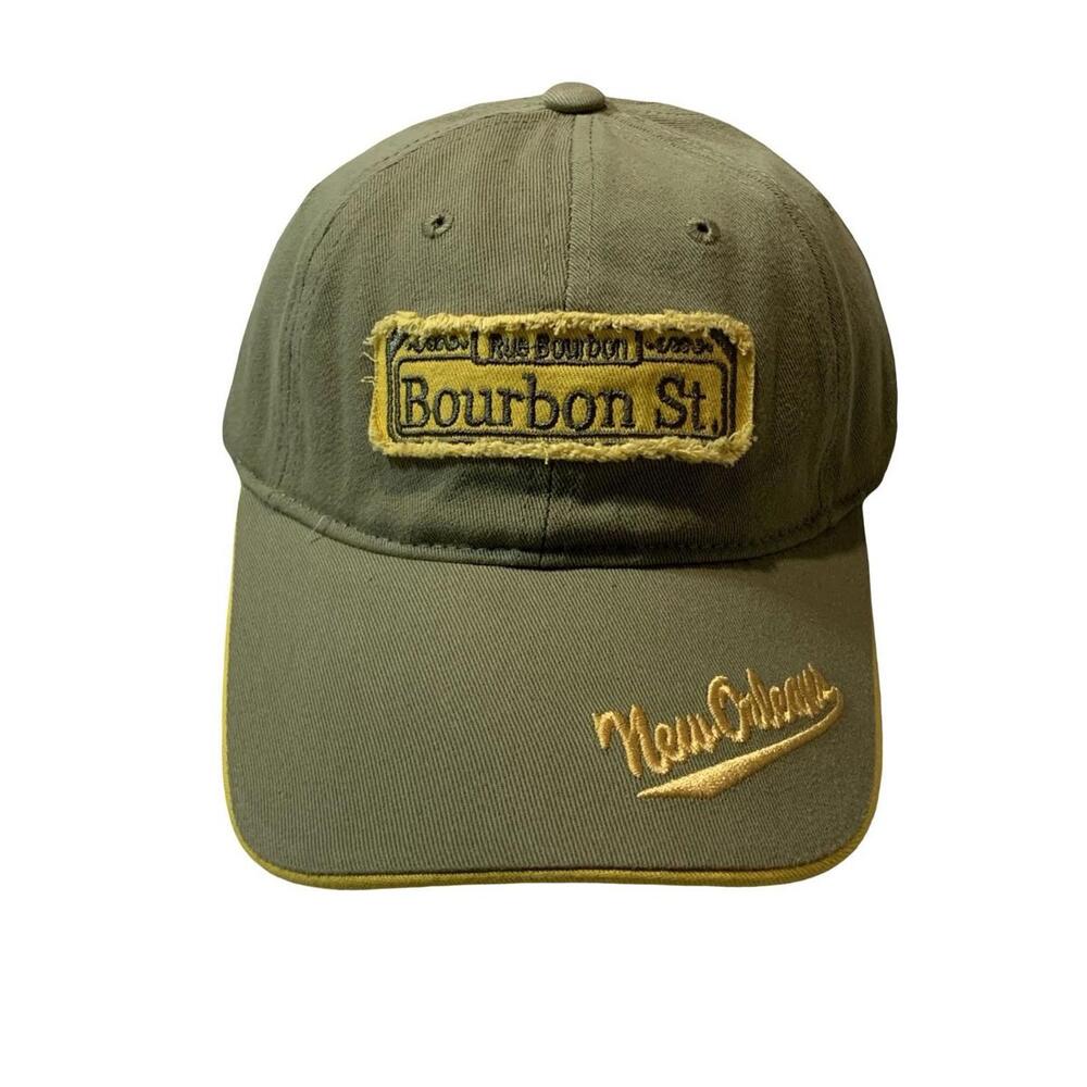 Bourbon‎ St. New Orleans Mardi Gras Strapback Baseball Cap Hat Green One NEW